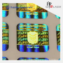 Etiqueta de holograma de ouro personalizado acessível impressão com número de série